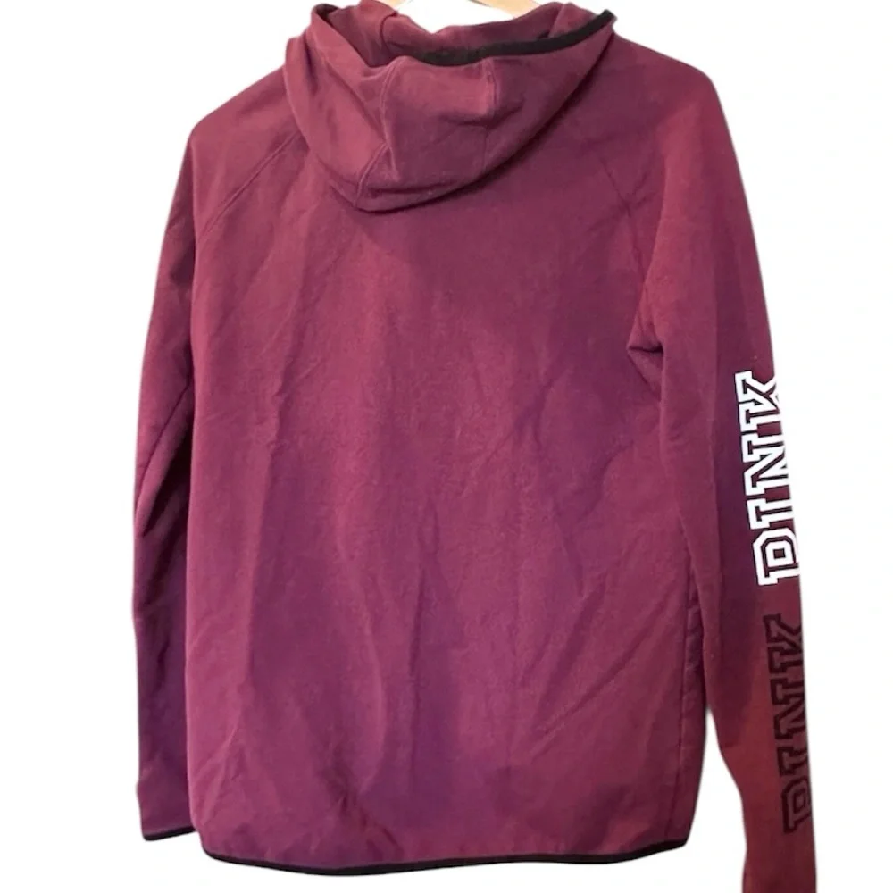 PINK Victoria's Secret Women's Zip-Up Hoodie - Deep Pink SIZE LARGE_3